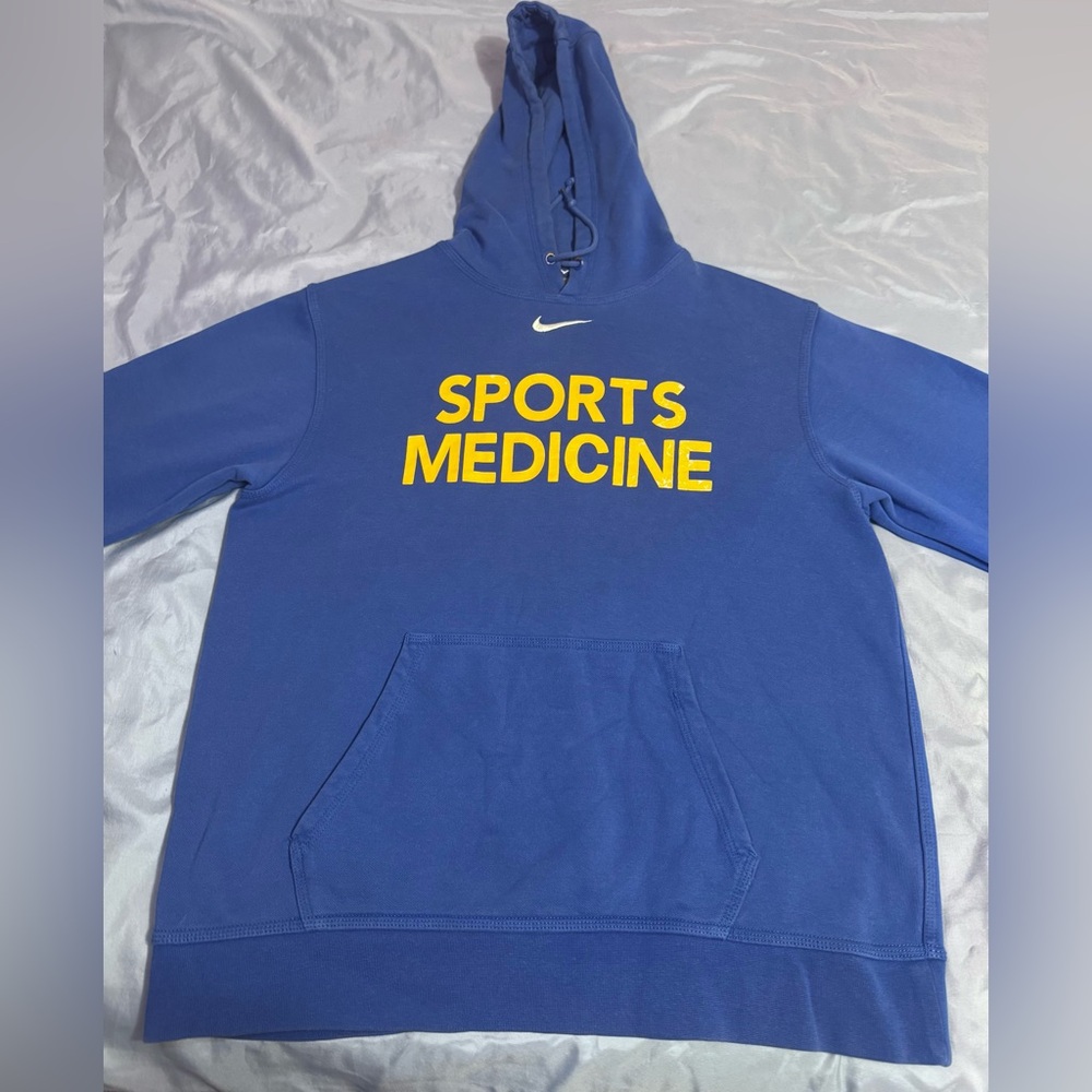 Nike Blue Hoodie with Yellow Sports Medicine Print